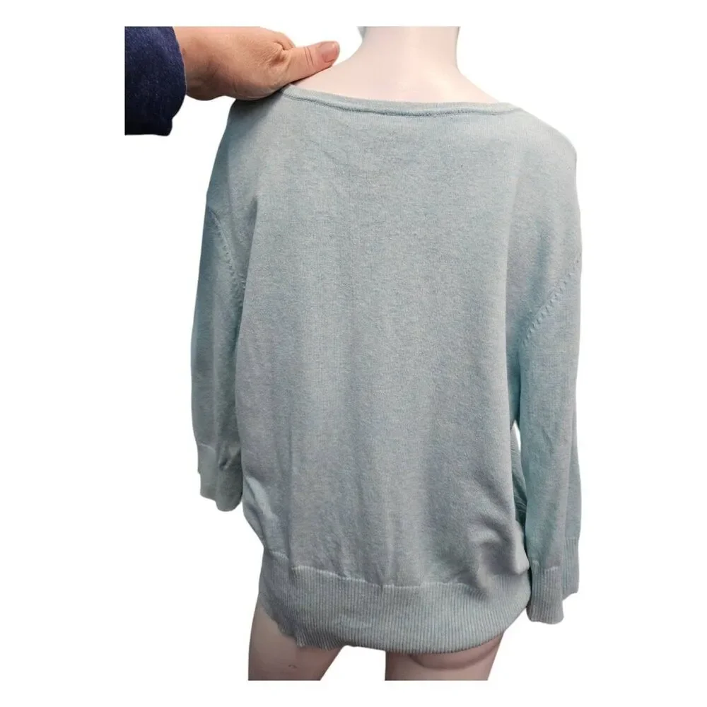 Faded Glory Blue V Neck Pullover Sweater Womens Size XL